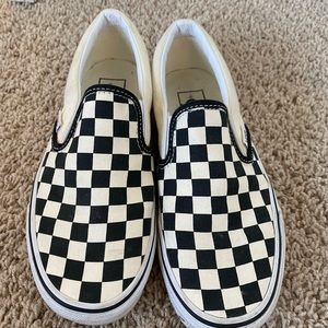 black checkerboard slip on vans size 6.5!